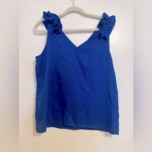 SHEIN never worn size L colbalt blue tank with ruffle sleeves